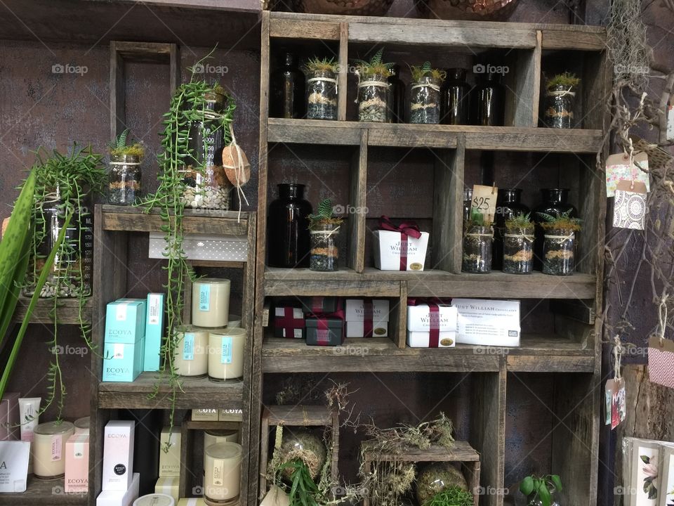 Flower shop shelves