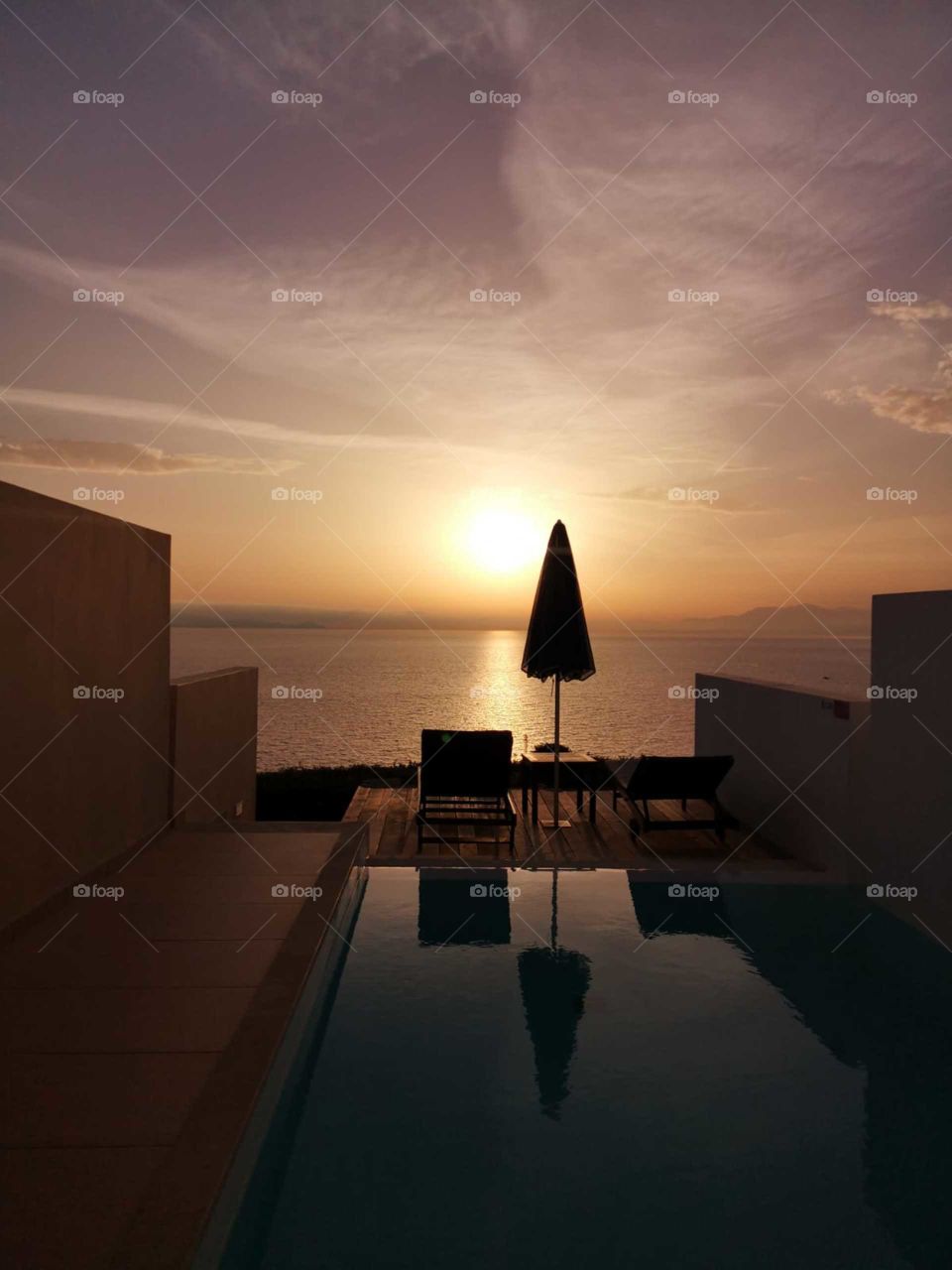 Sunrise over aegean sea, crete, greece