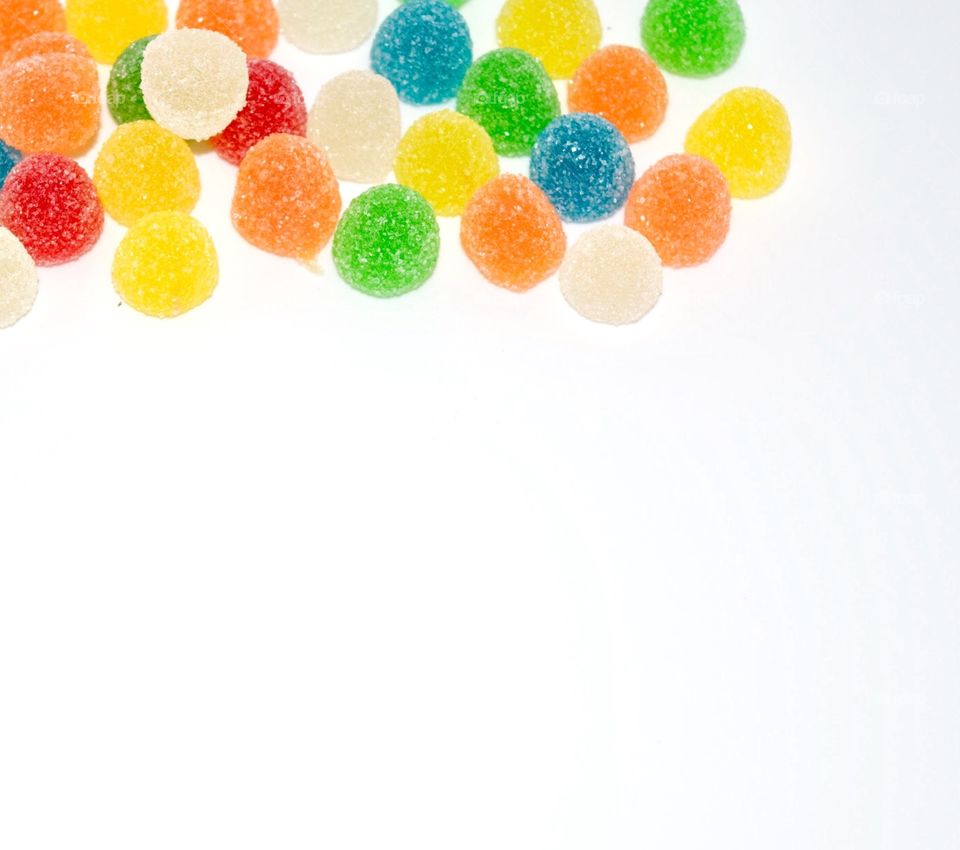 Jellies sugared Several colors on white background