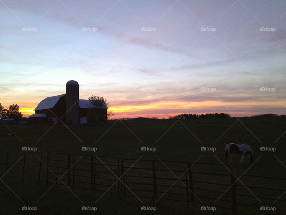 Farm at dusk