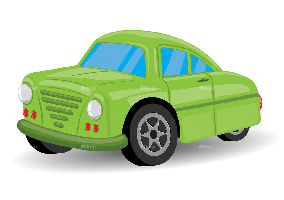 Green colored cartoon car illustration