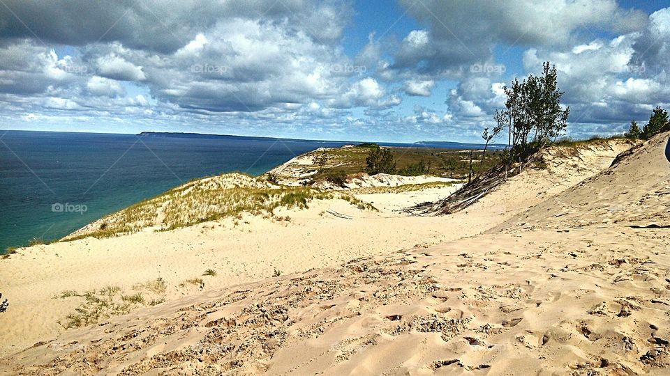 Sleeping Bear Dunes looking out to Lake MI