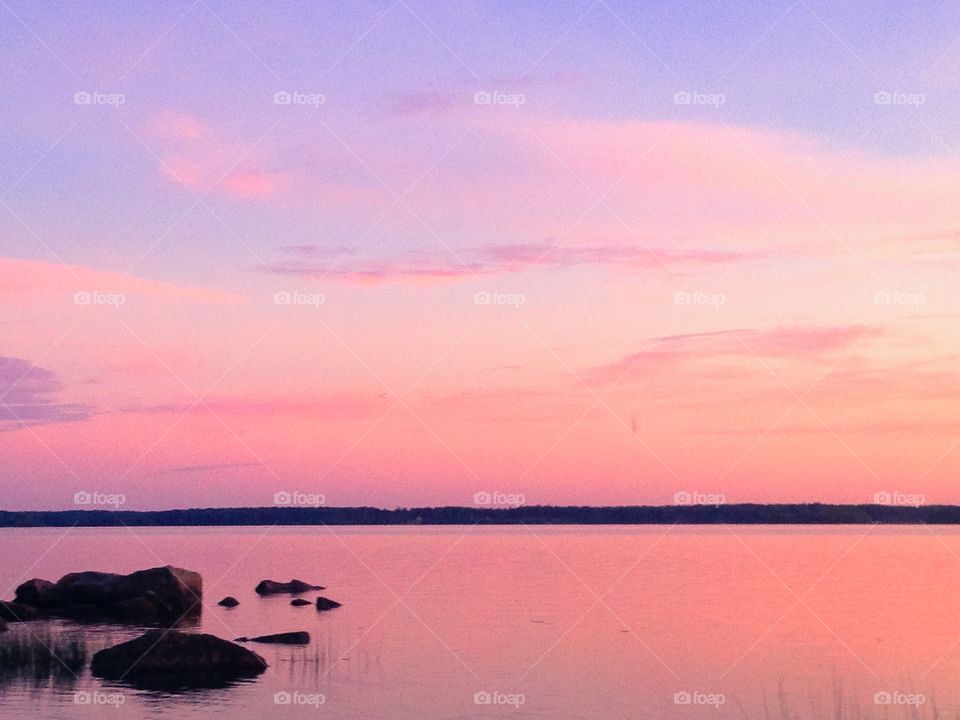 sunset illuminated the orange-violet colors of nature