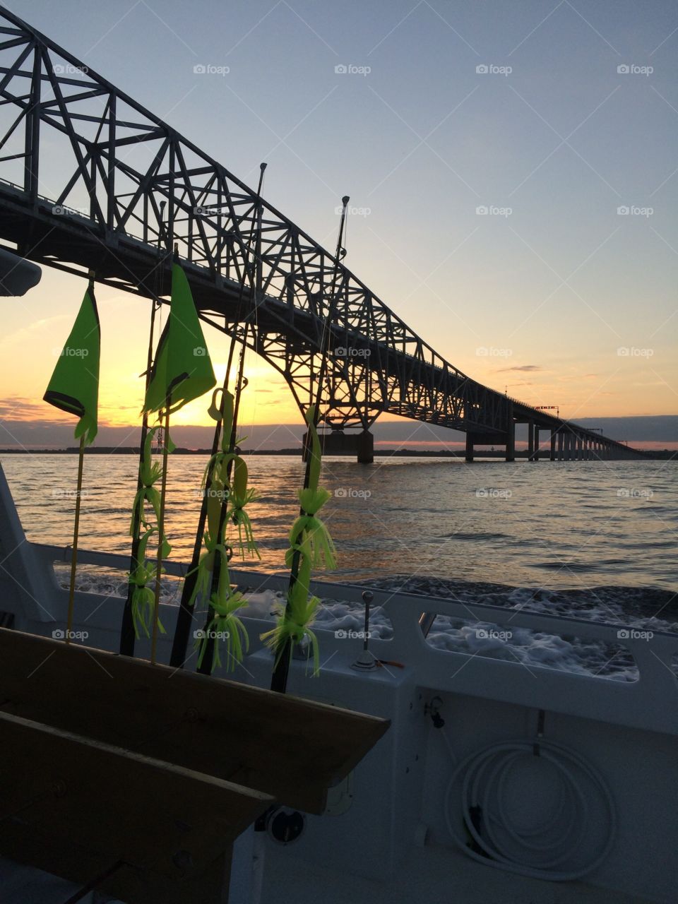 Bay Bridge over Chesapeake Bay Fishing