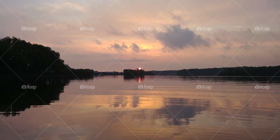 Sun setting over Lake Barkley, KY