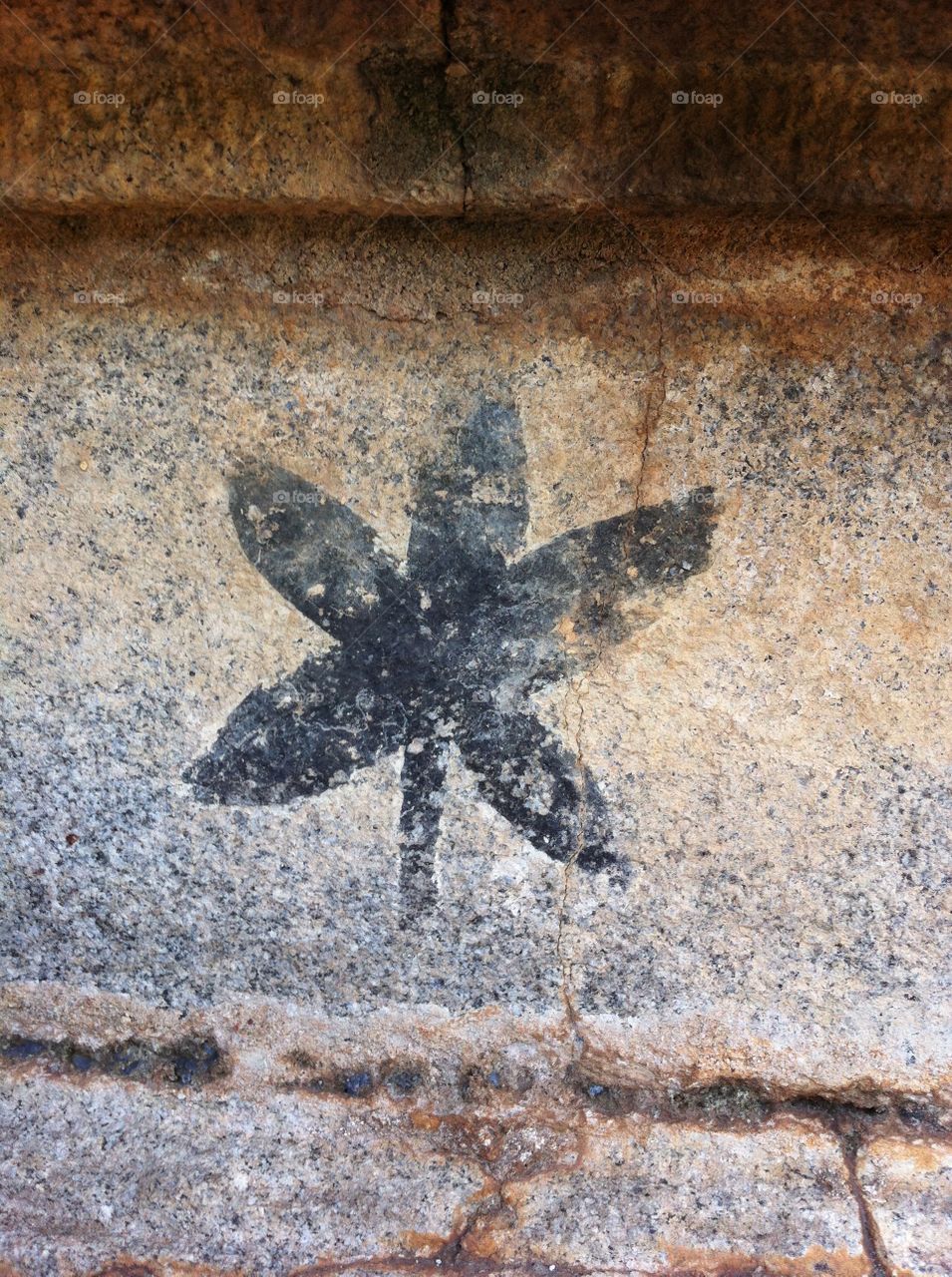 ancient flower carving on hard rock