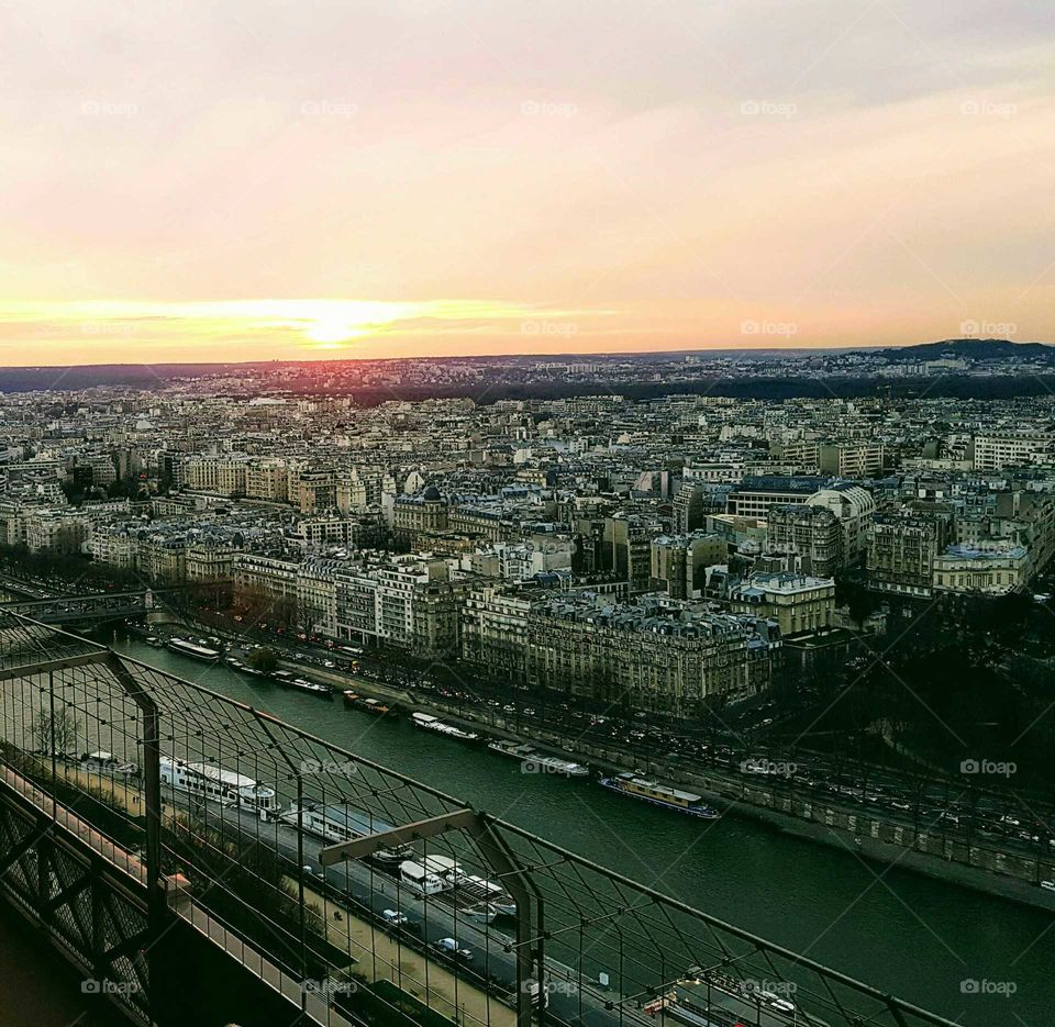 sunset from the Eiffel tower