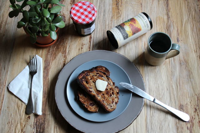 High angle view of breakfast on table