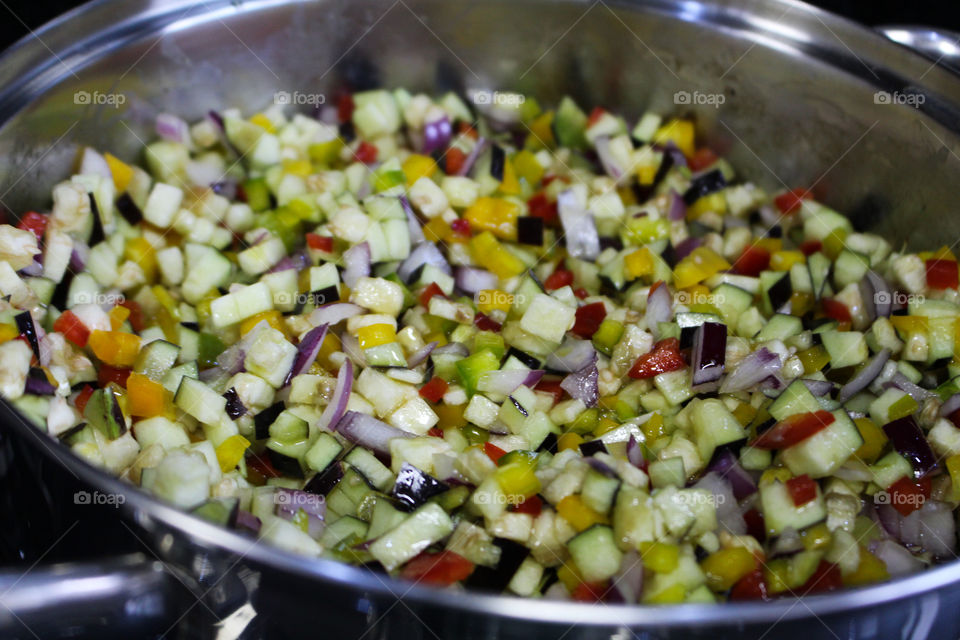 vegetables in the pan