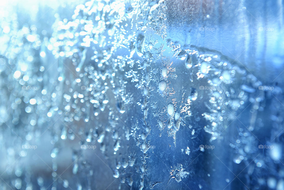 ice pattern on a frozen winter window
