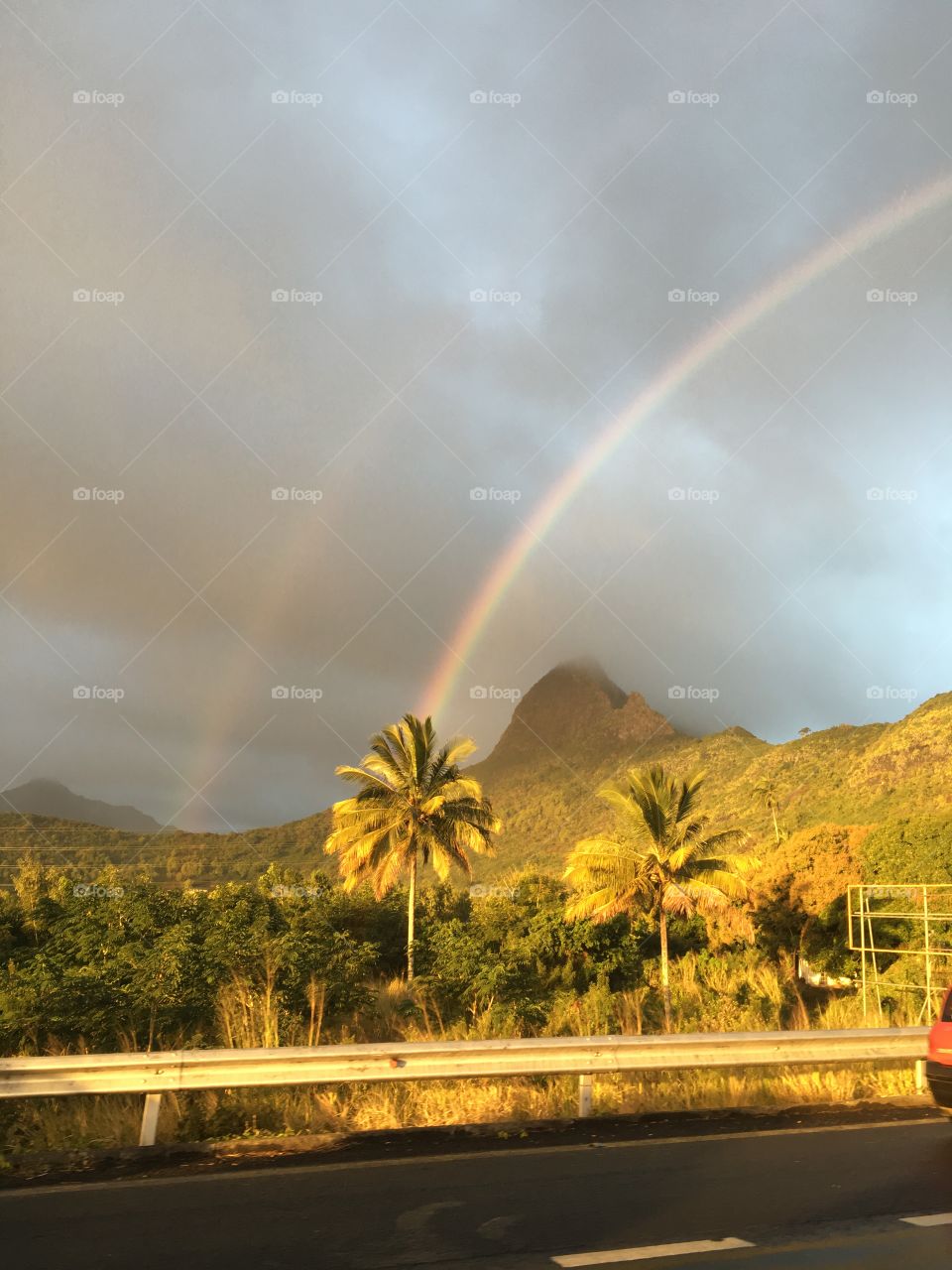 Found double rainbows while driving 