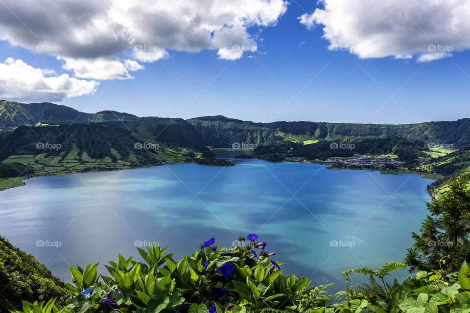 Lagoa Azul, Azores, Portugal. View from the trail of Mata do Canario.
