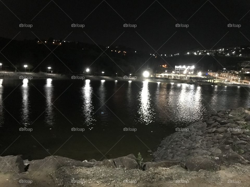 Beautiful lake at night in the north of my country.