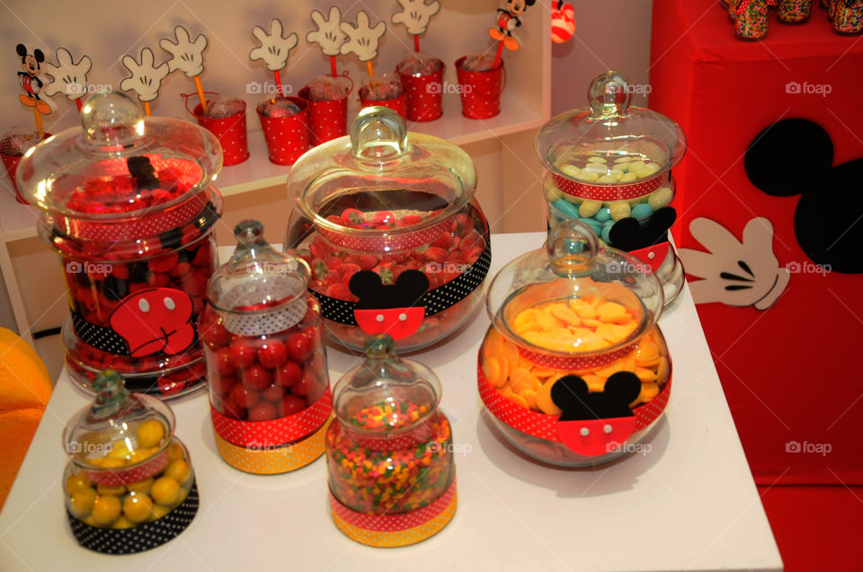 Glass jars with sweet chocolates truffles
