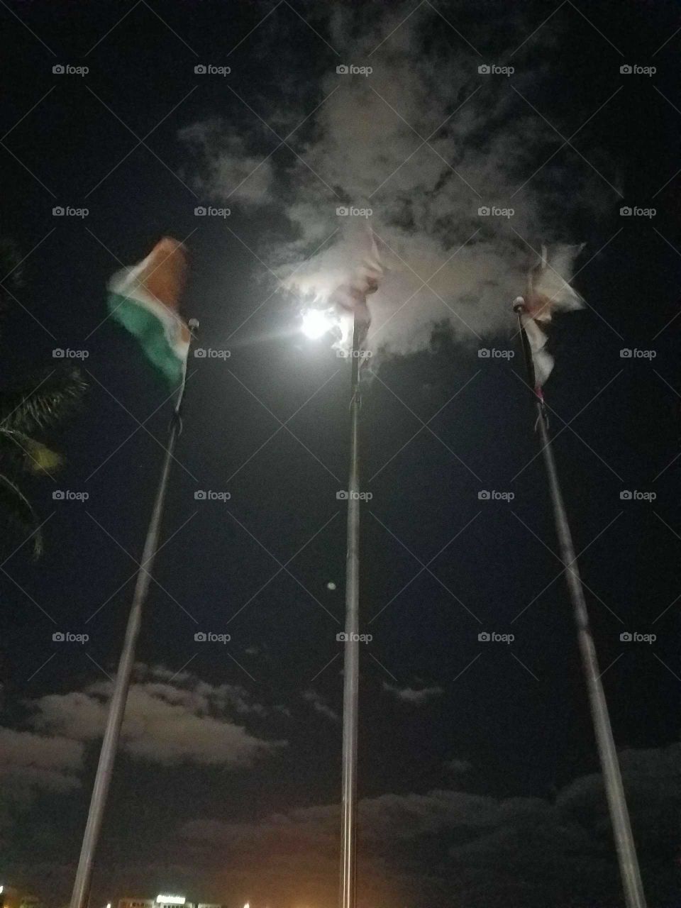 flags in the moonlight