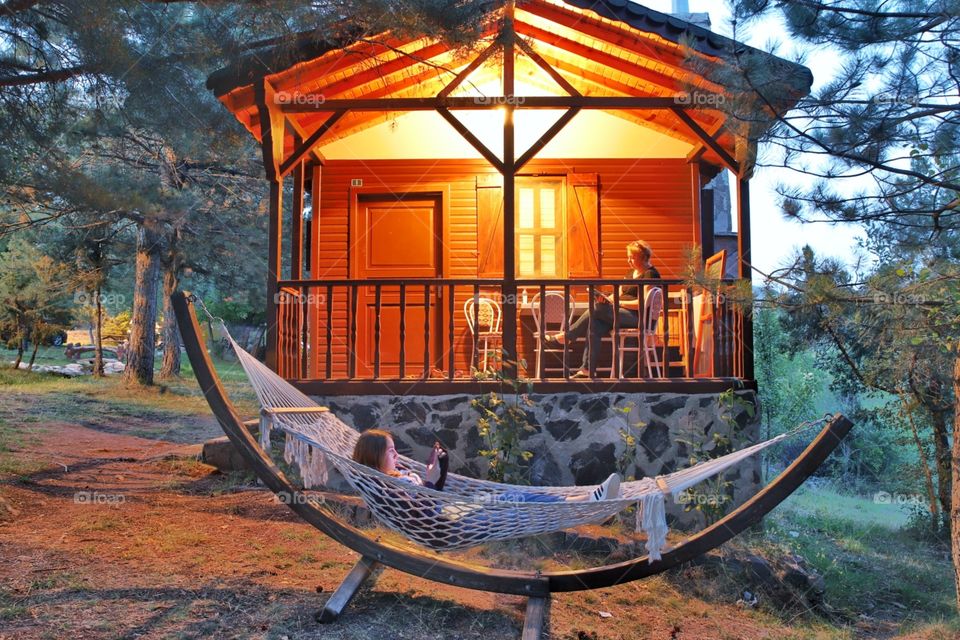 Good vacation in the forest full of fresh air brings peace and happiness