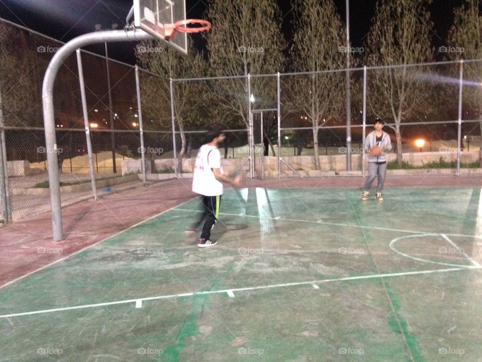 Playing basketball 