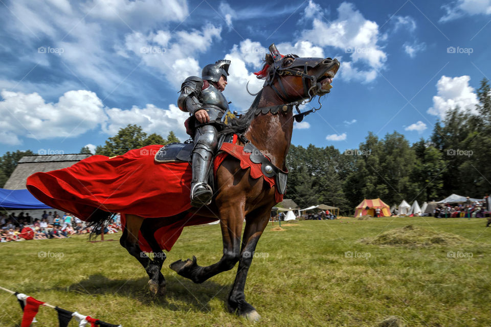 Medieval knight on horseback