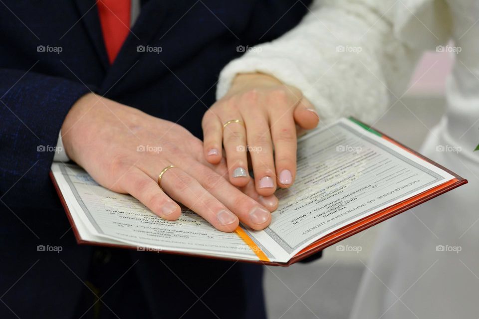 wedding family hands with rings