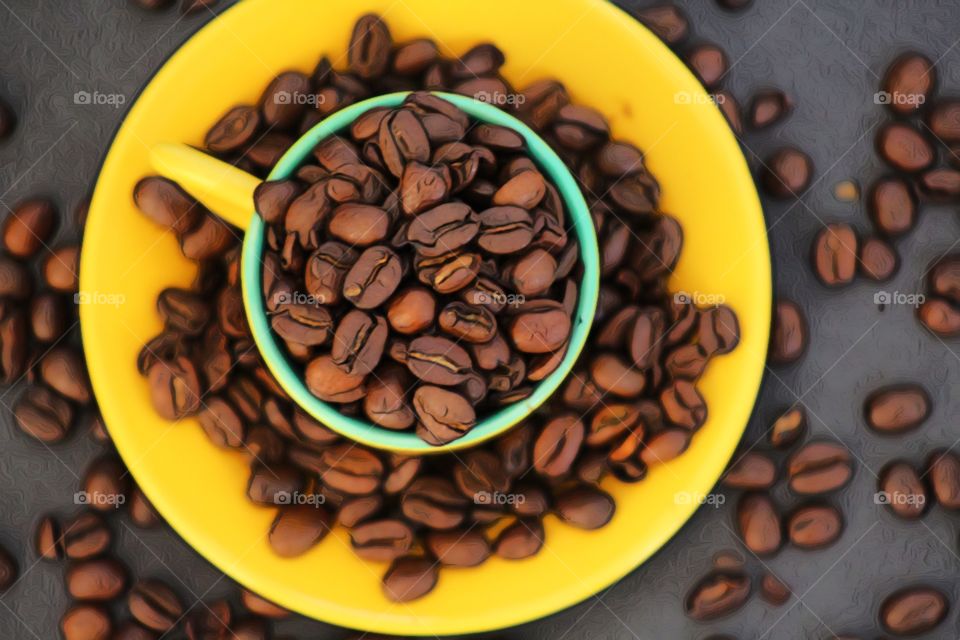 High angle view of a coffee bean