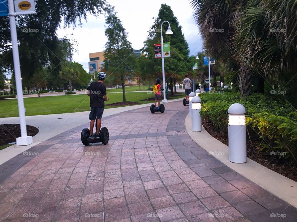 Follow the sidewalk curve 