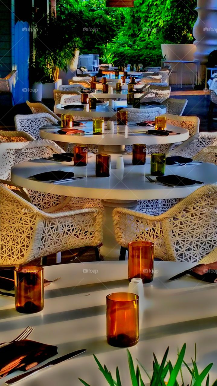 outdoor dining.. Mondrian resort hotel South Beach