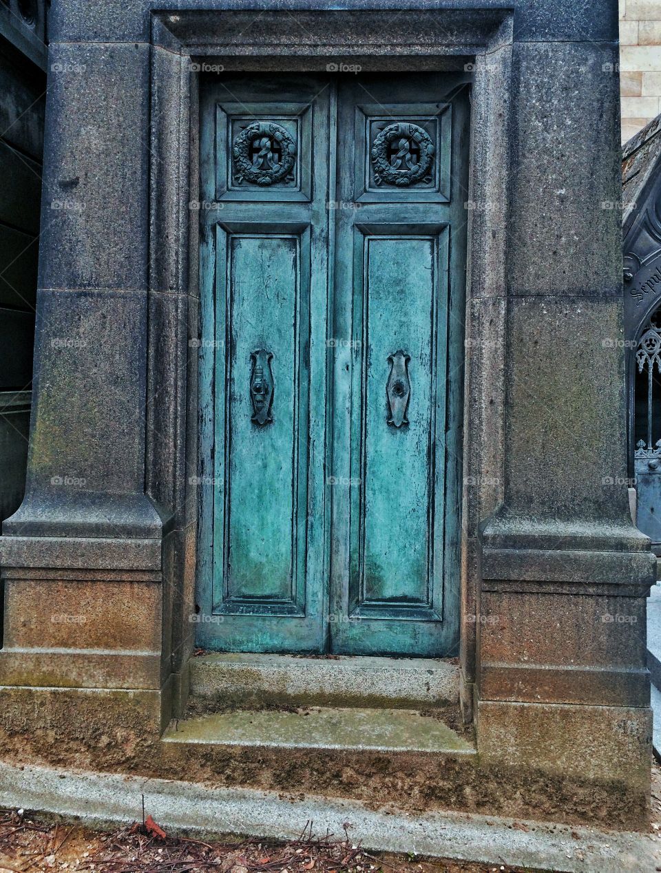 Double door on a hill
