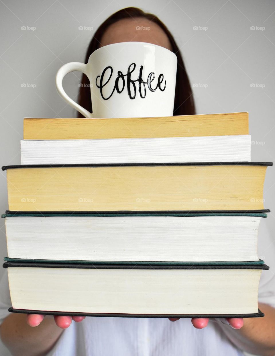 Drinking coffee and reading books 