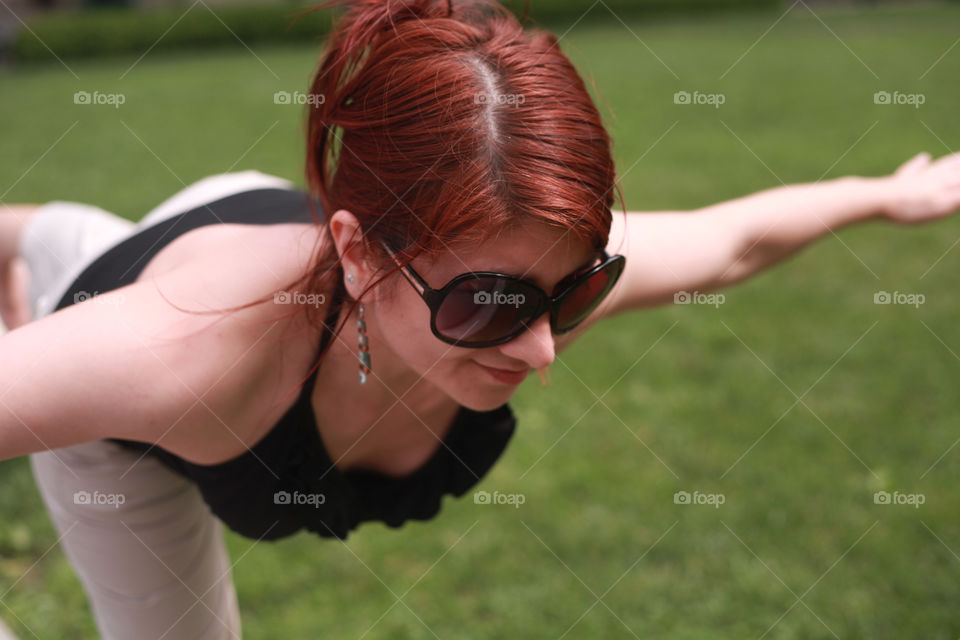 woman close park yoga by seval0001