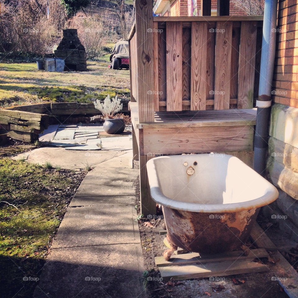 A bathtub in the backyard somewhere near Pittsburgh, PA