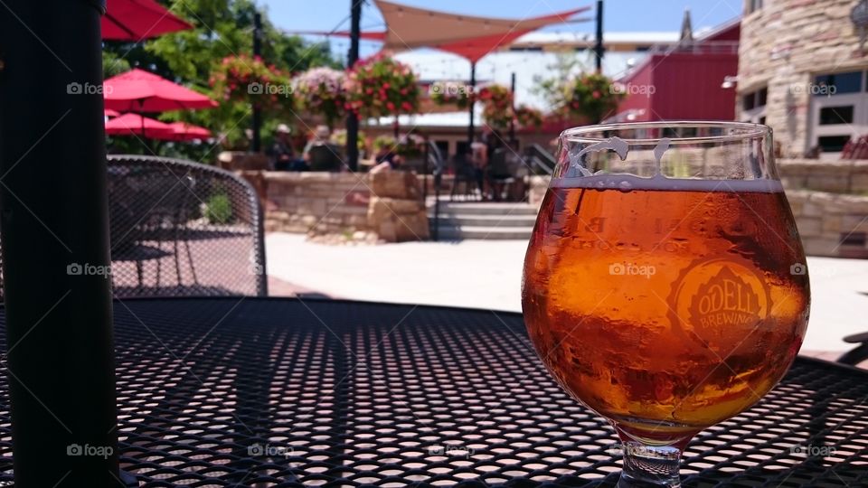 Beer on the patio. Having a beer on the patio in Fort Collins Colorado