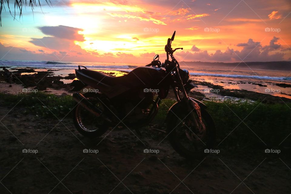 nice sunset. Sawarna beach, west Java Indonesia
