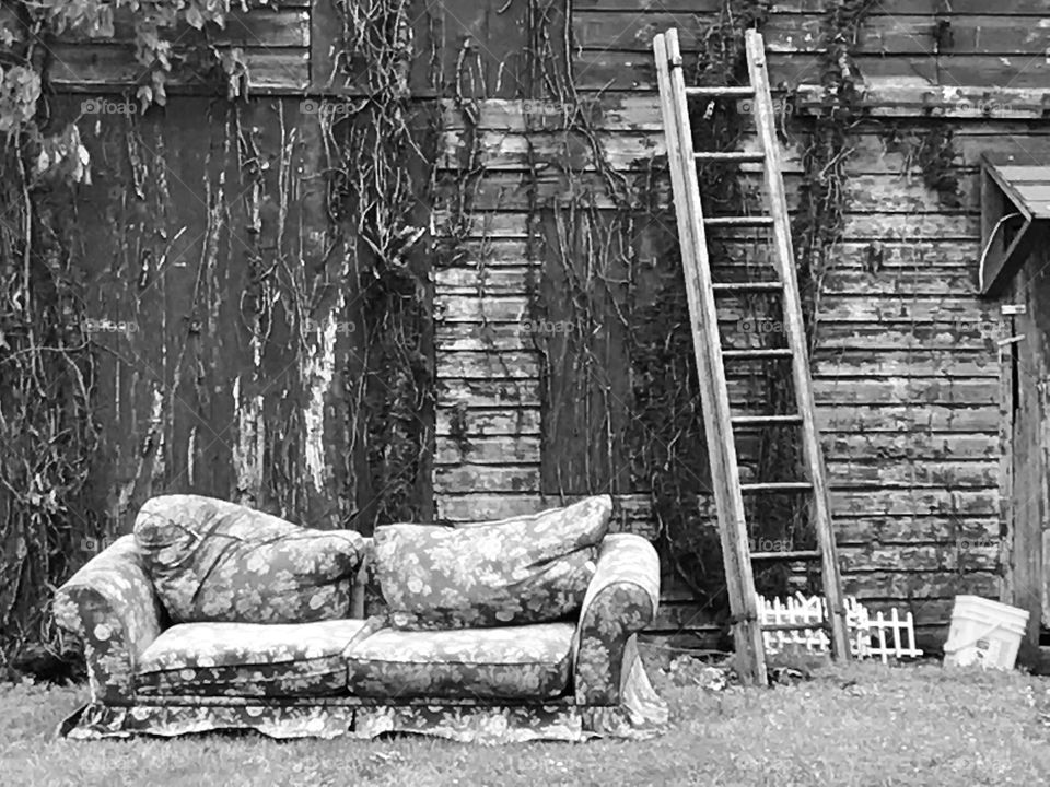 Black and white old sofa