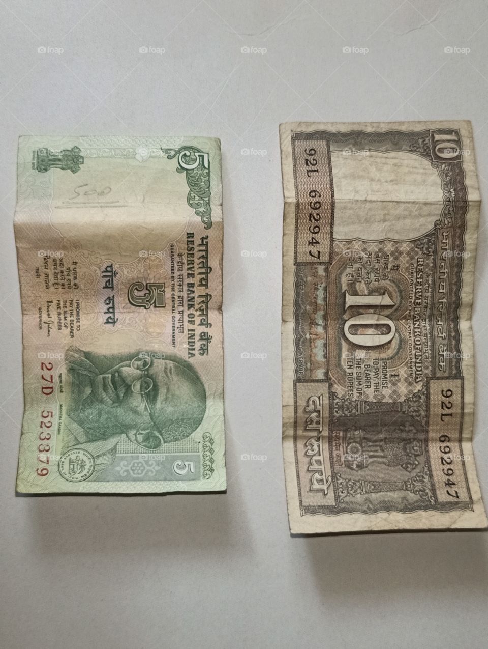 old 5 rs and 10 rs note