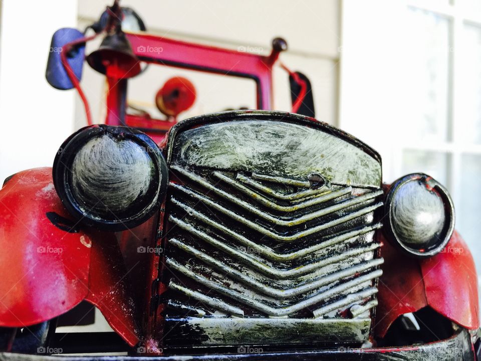 Vintage car for sale . Vintage red car with white background 