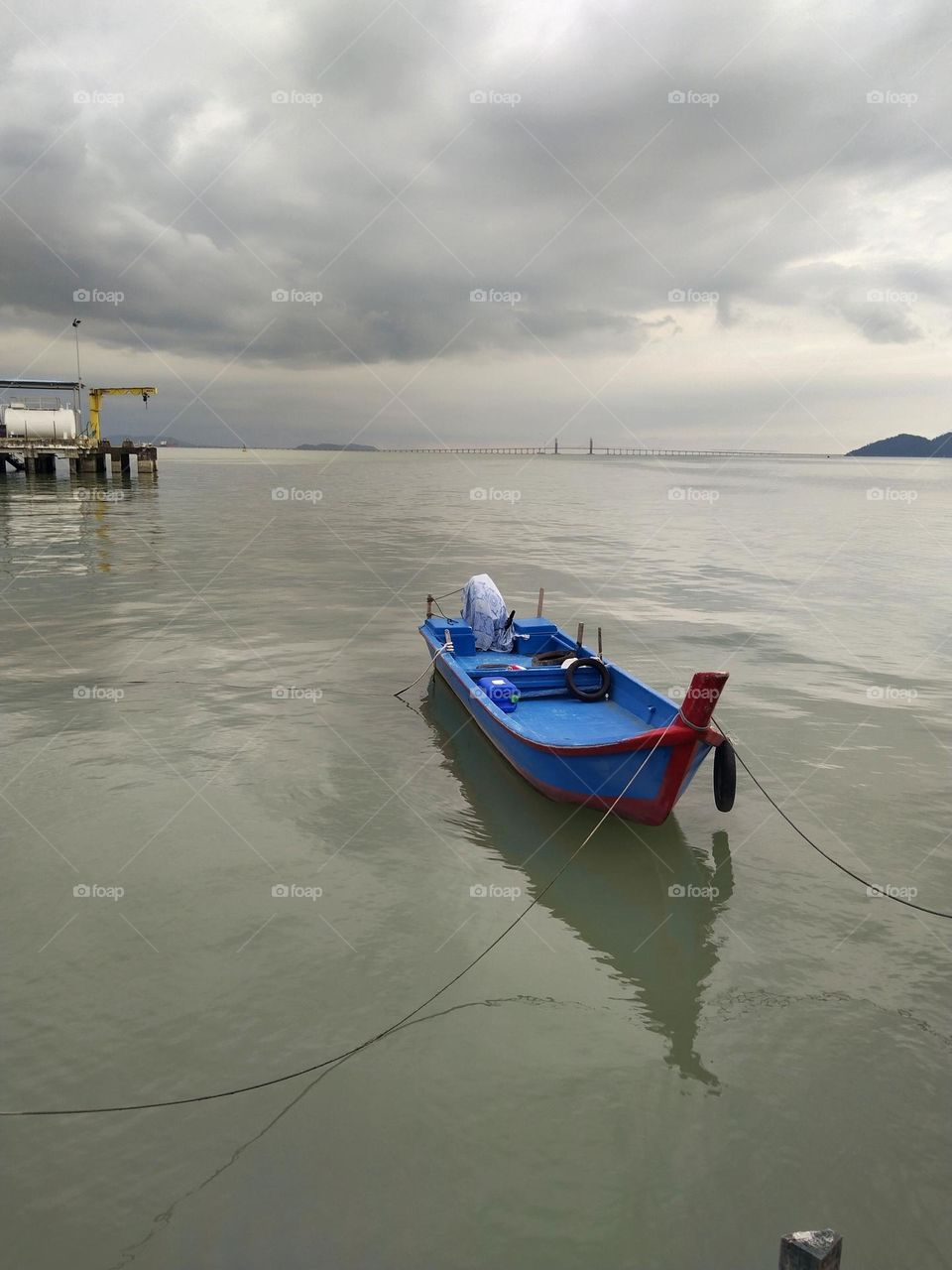 The blue colour boat.