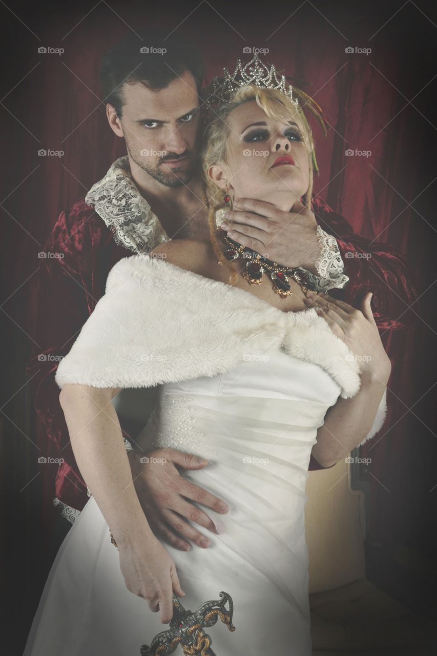 Close-up of couple in traditional clothes