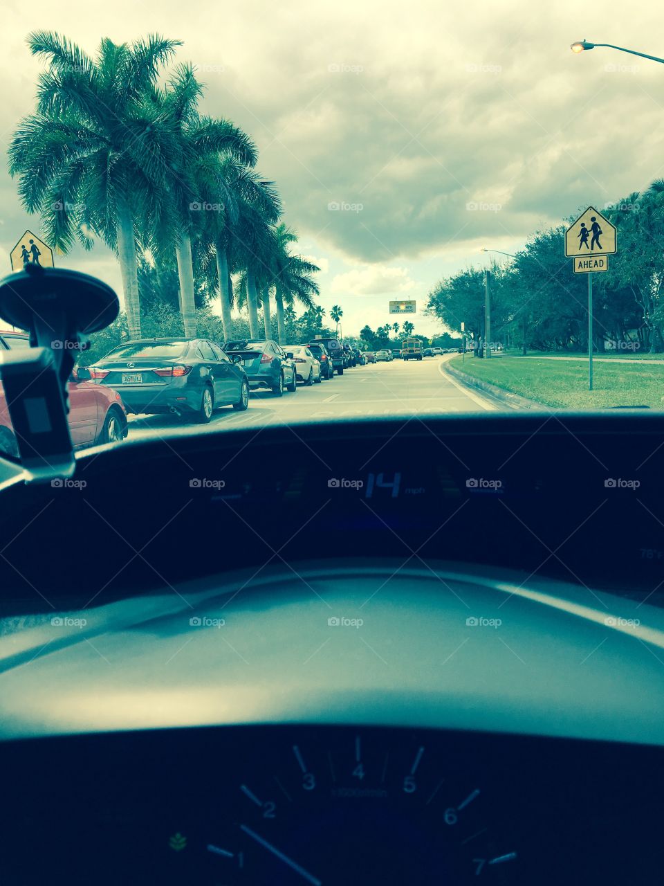South Florida scene during traffic at school