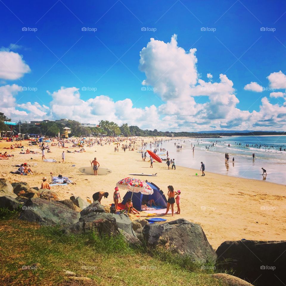 Sunshine on a beautiful beach Noosa main beach, Australia 