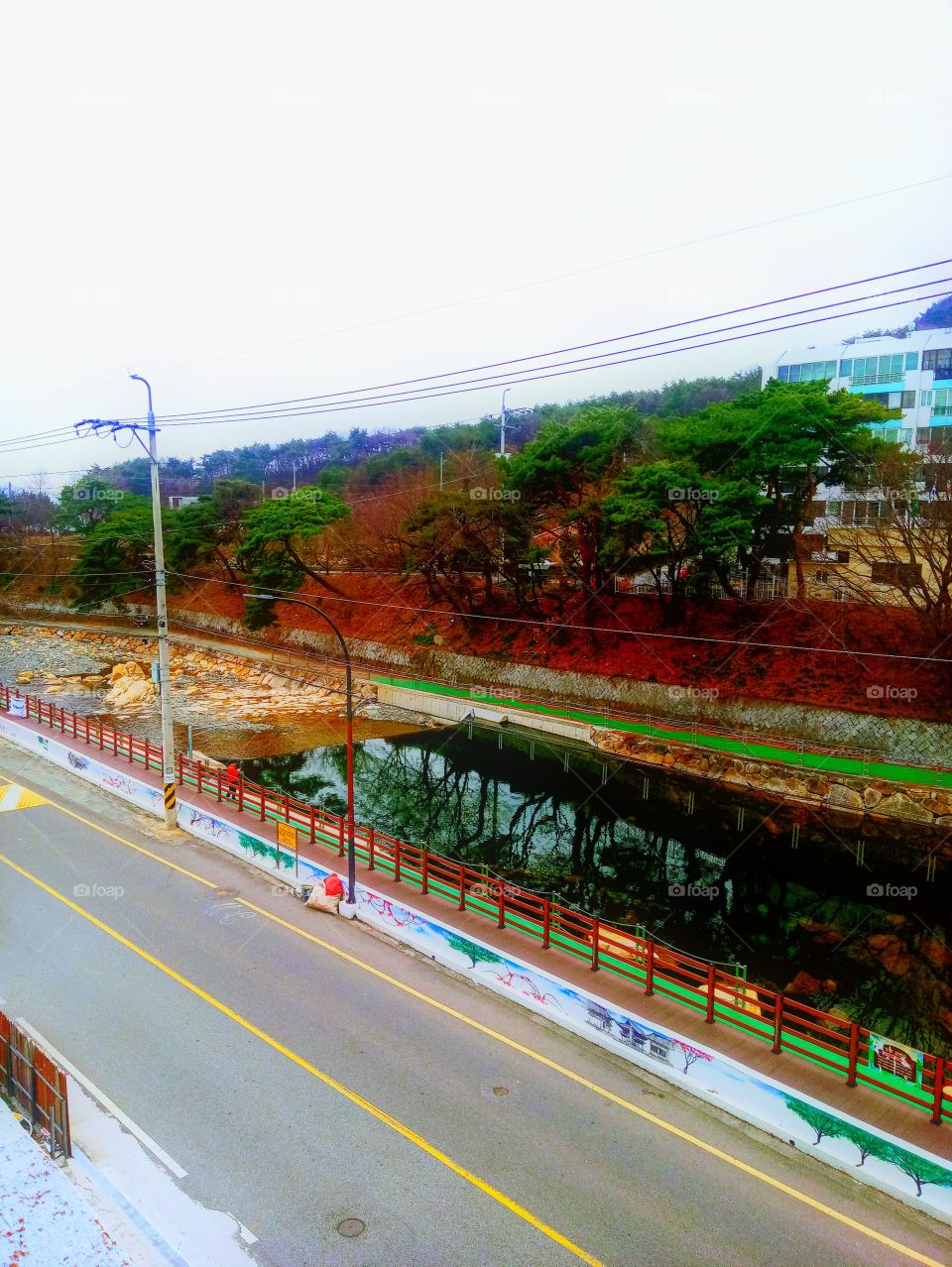 The river infront of our home in tongdosa yangsan city ,South korea.