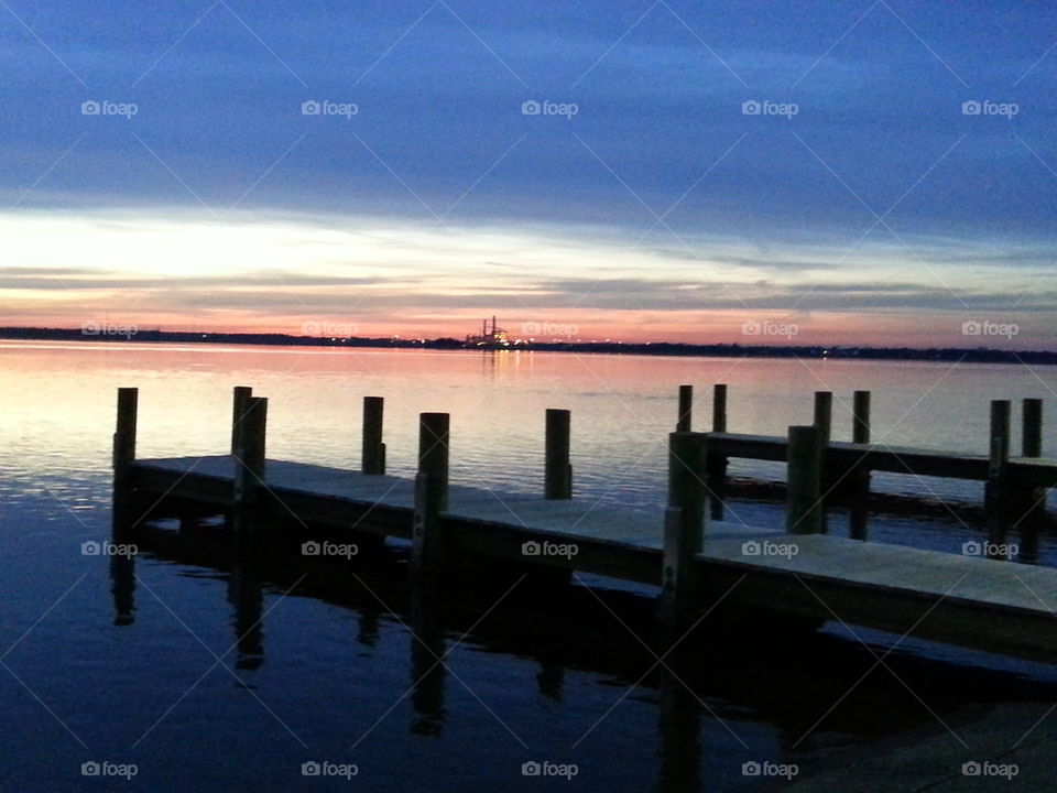 Sunset on Mississippi Pier