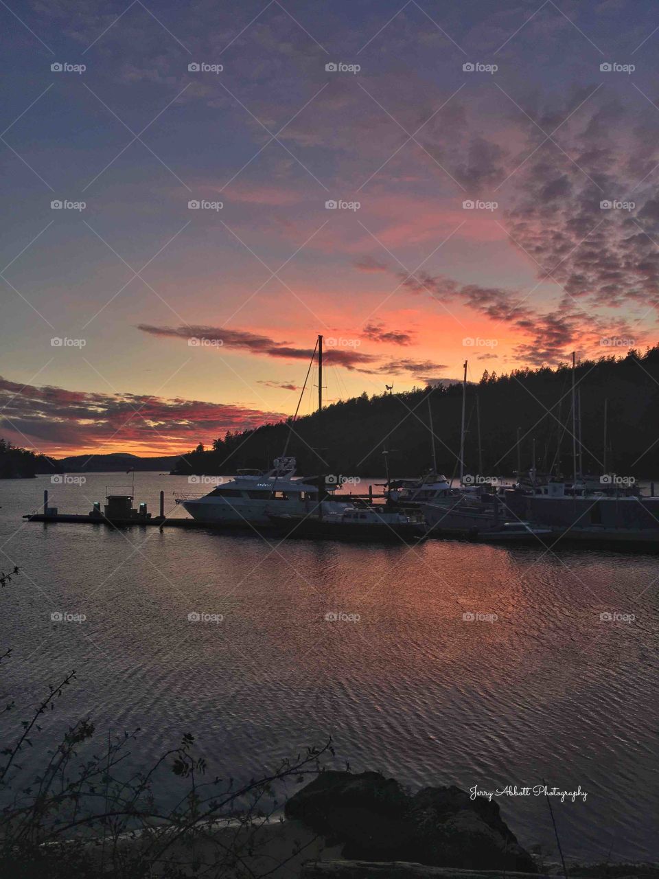 Deer Harbor Fall Sunset on Orcas Island which is one of the San Juan Islands of Washington State