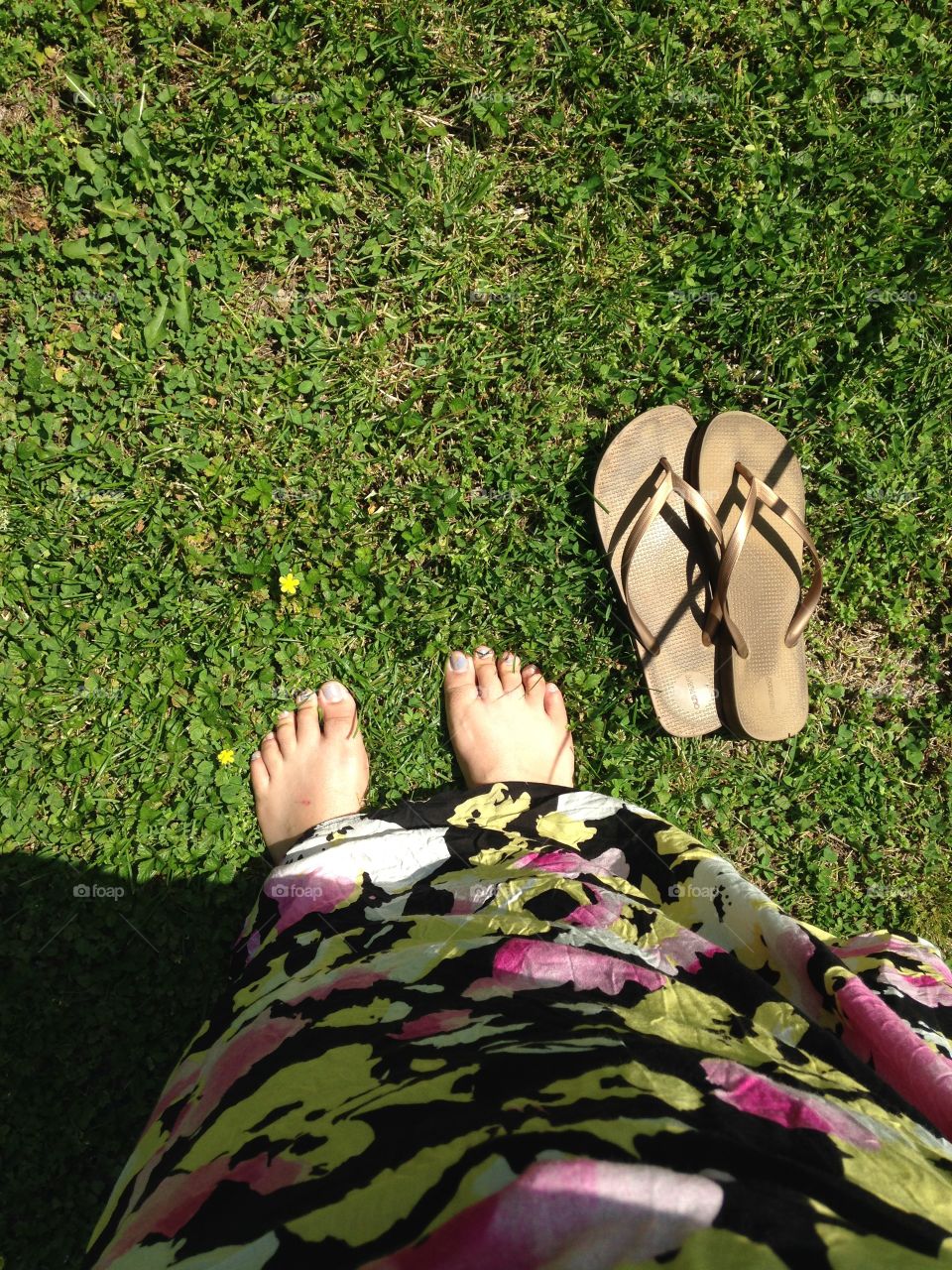 Toes in the grass. 