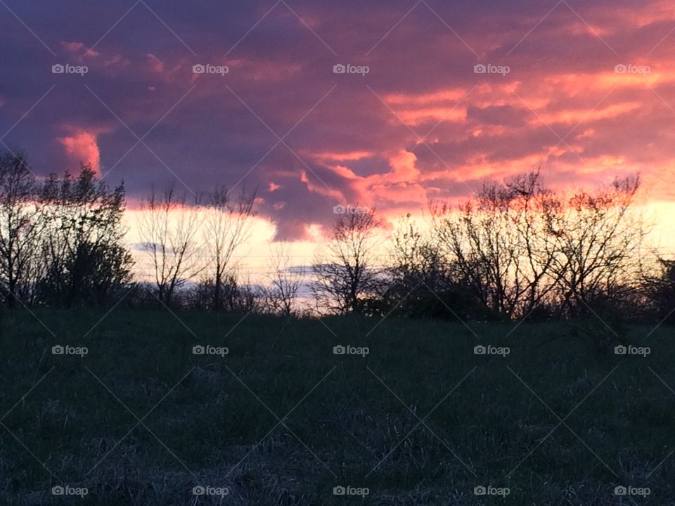 Piling purple clouds