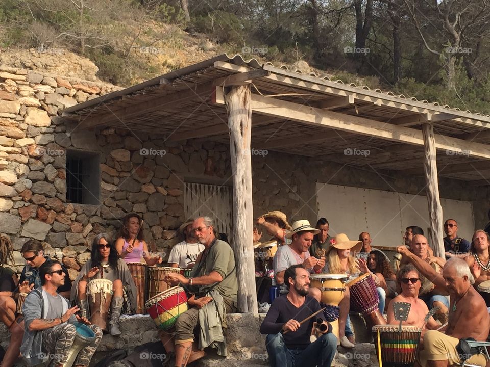 Hippie . Hippie drum session in Ibiza 