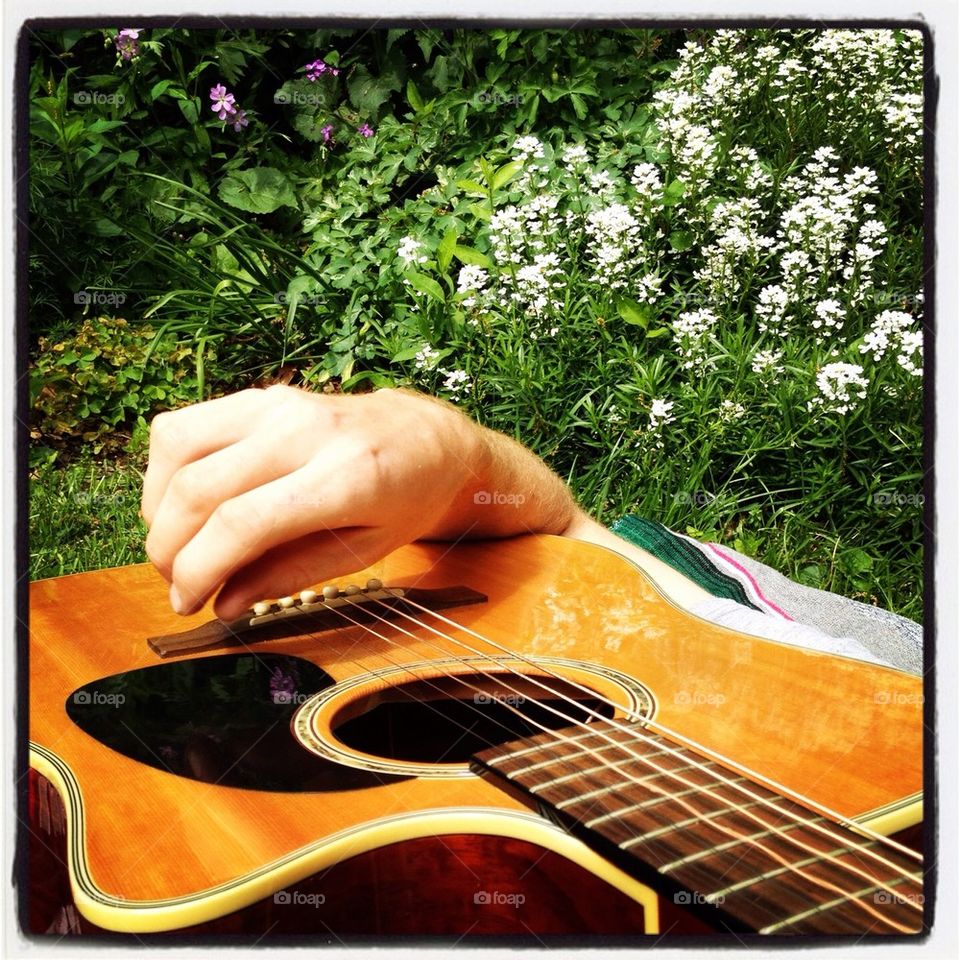 Guitar in garden
