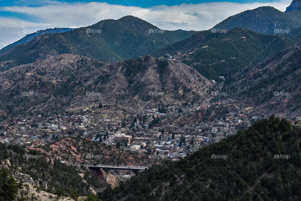 a view on a mountain town