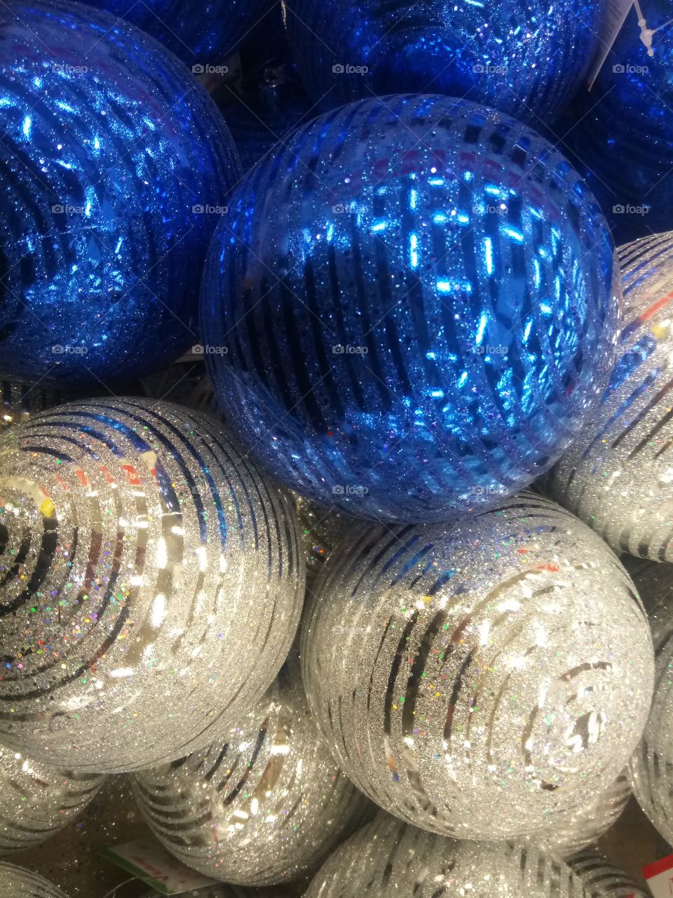 Blue and silver Balls