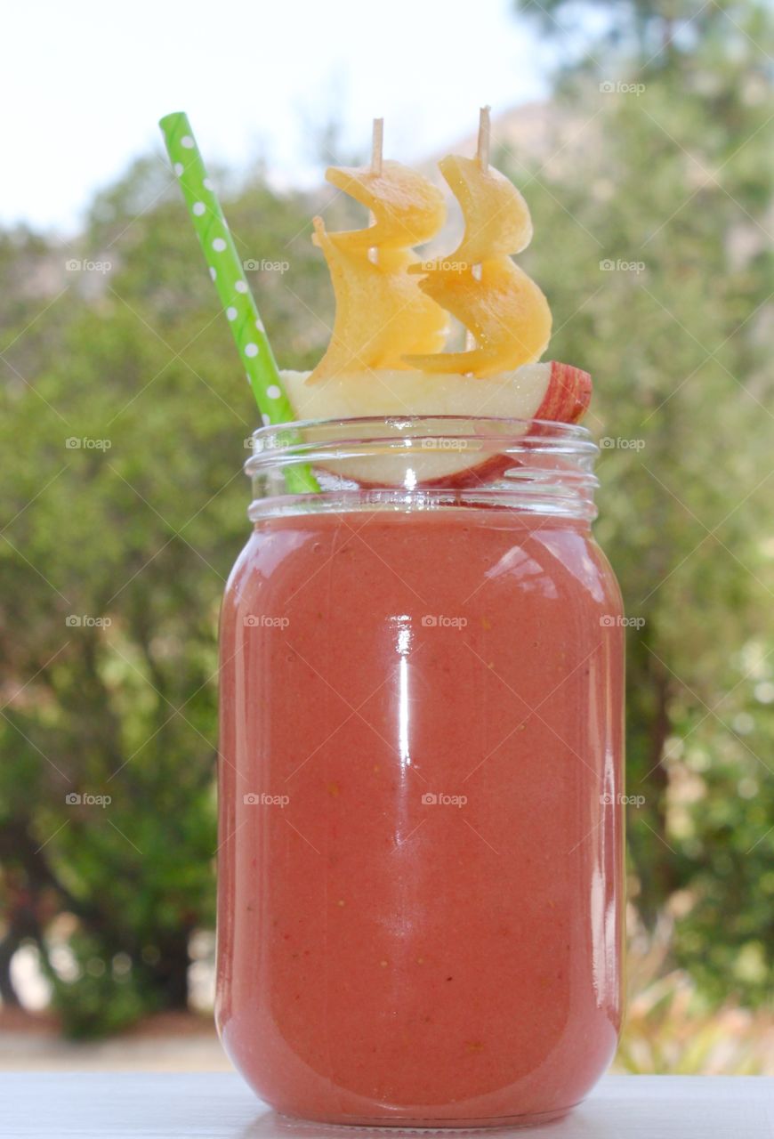Fruit juice served in jar