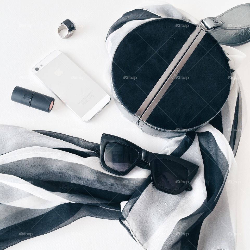 Awesome fashion flat lays with black and white items.